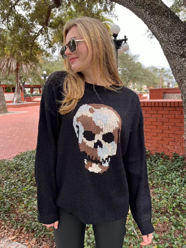 CARVER SKULL SWEATER IN BLACK